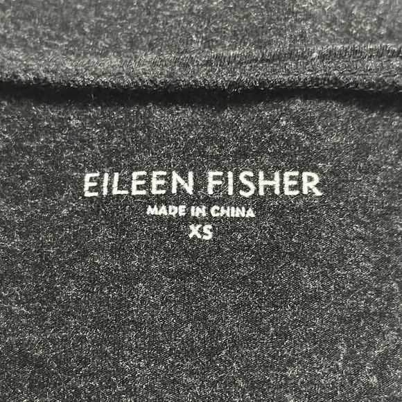 EILEEN FISHER Midi Dress Gray Black Scoop Neck 2/3 Sleeves Stretchy Size XS Work - Picture 5 of 8